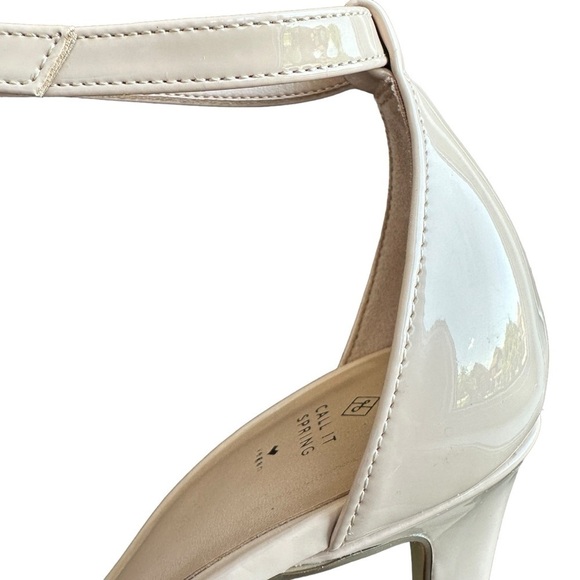 CALL IT SPRING VEGAN ALMOND TOE 4" HIGH HEEL SANDALS STILETTO PATENT NUDE 8 - Picture 6 of 16